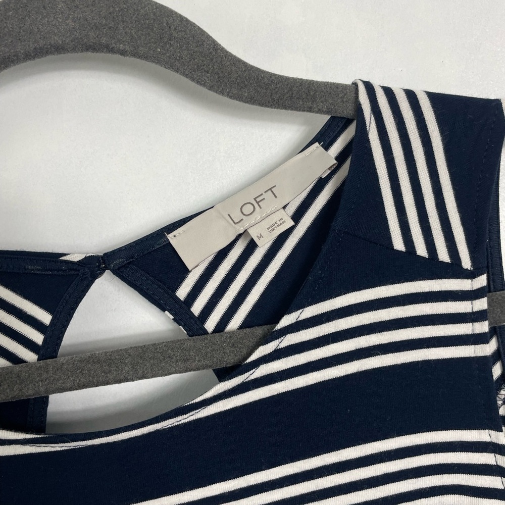 LOFT Navy and White Striped Sleeveless Dress Size M - Picture 3 of 8